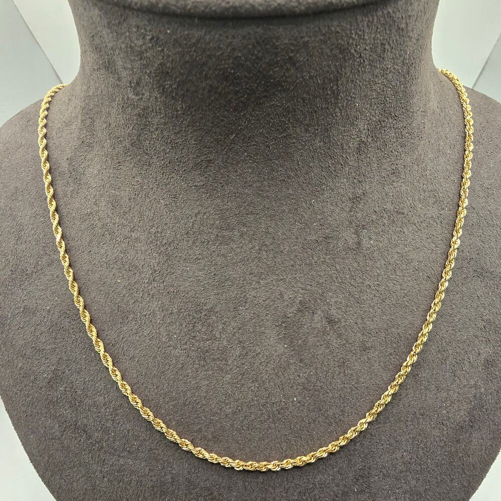 14K Yellow Gold Rope Chain Necklace 2.34mm 12.6g 585 Peru